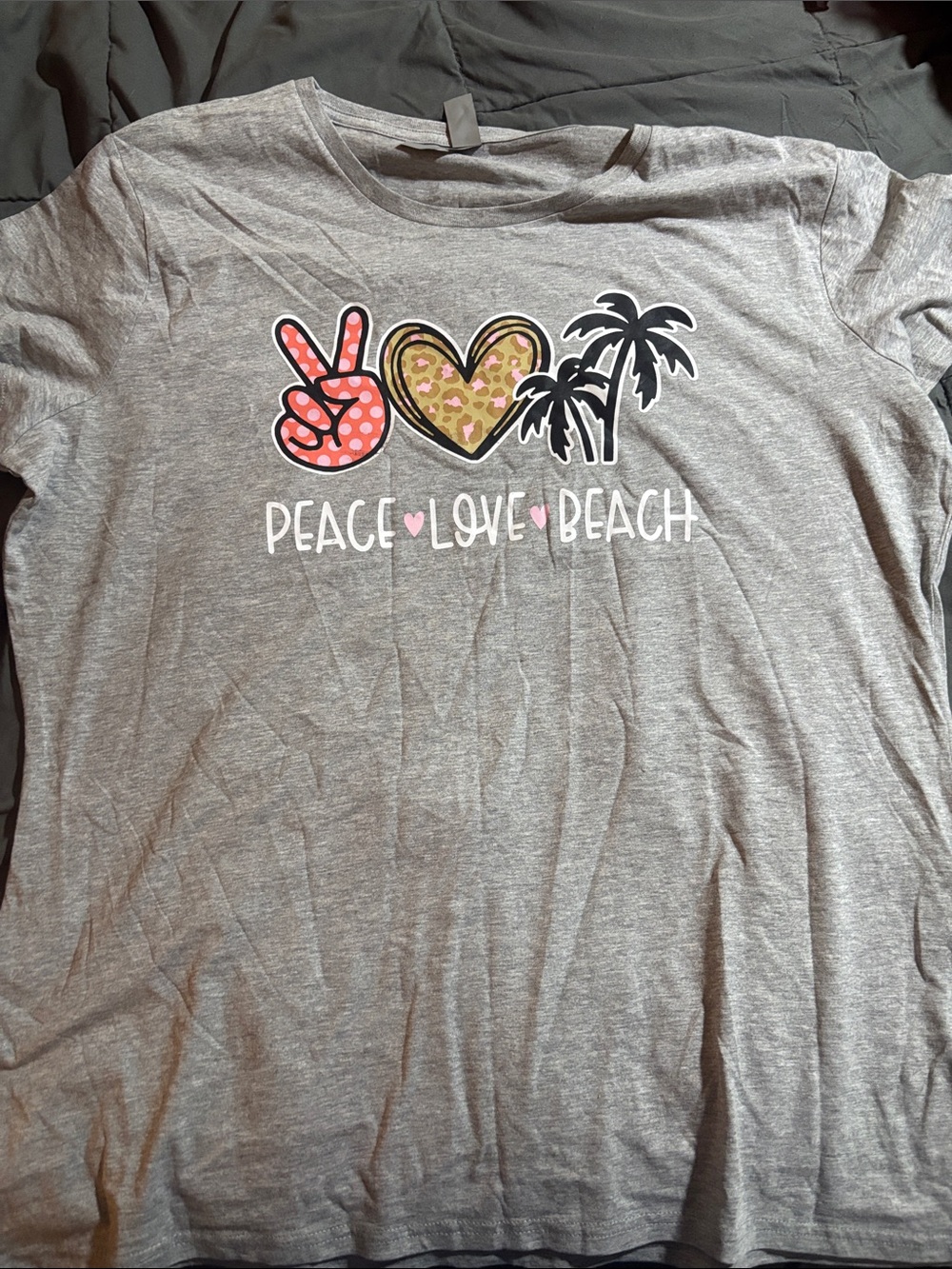 Peace Love Beach Graphic T-Shirt - Gray